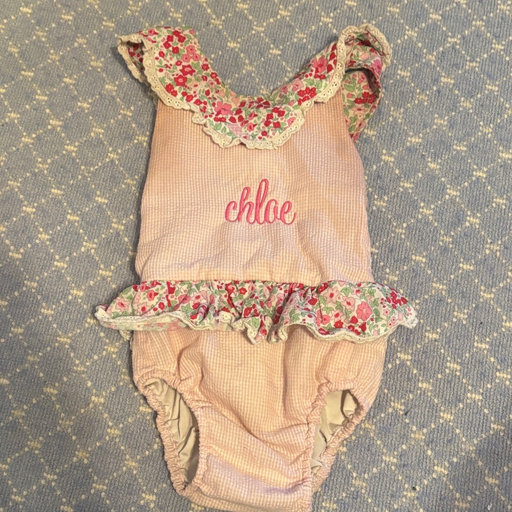 GUC Cecil and Lou “Chloe” Pink Floral Kids Swim One Piece